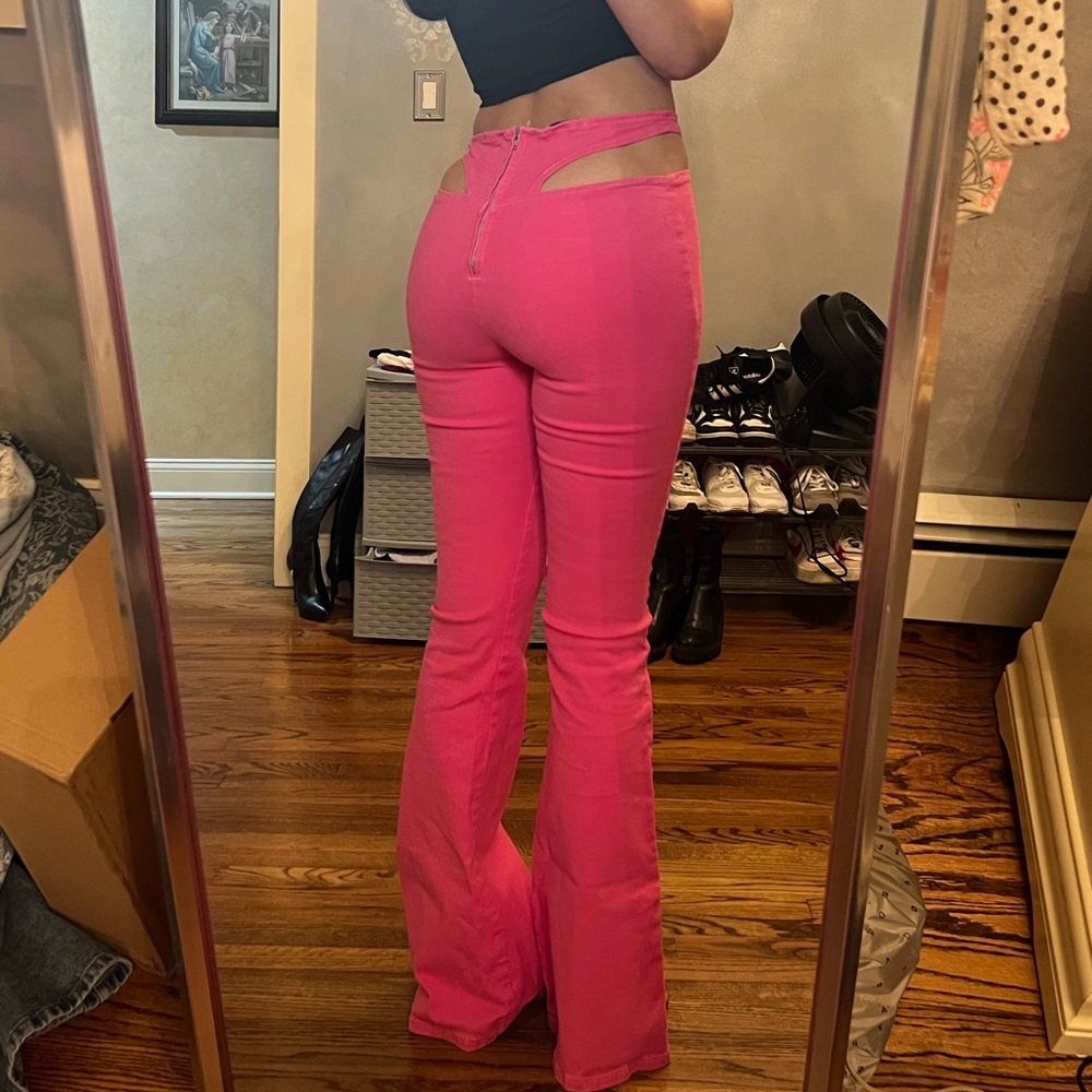 Edikted hot pink cut out pants